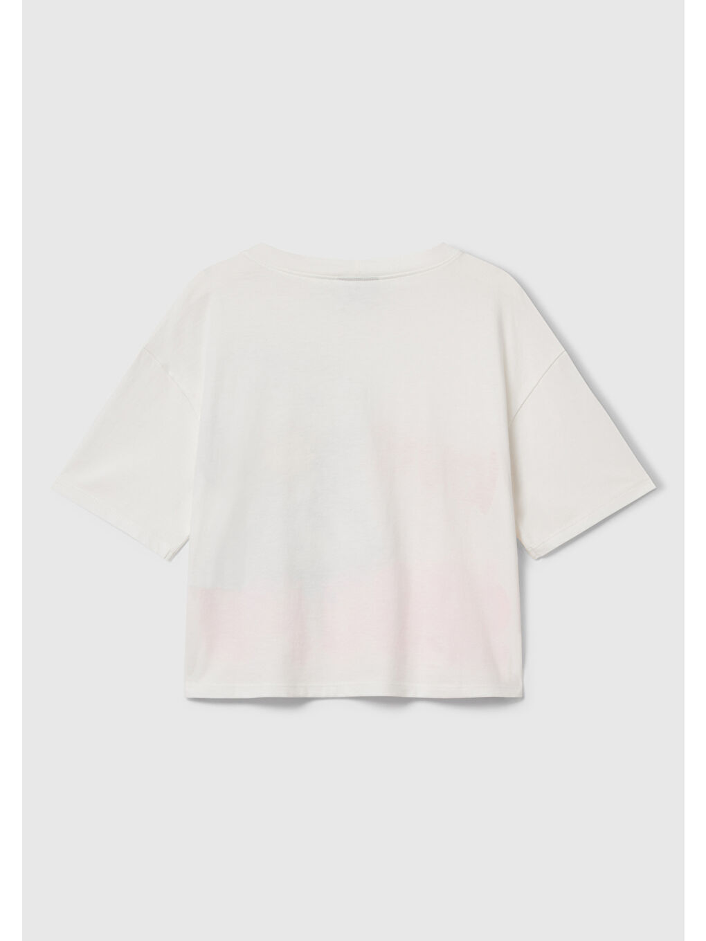 Kız Çocuk Ekru Önü Baskılı Jarse Boxy T-shirt-1