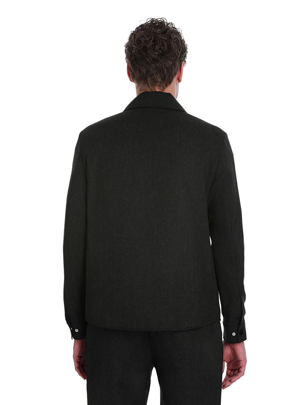 Antrasit Slim Fit Mono Yaka Casual Overshirt Takım-4