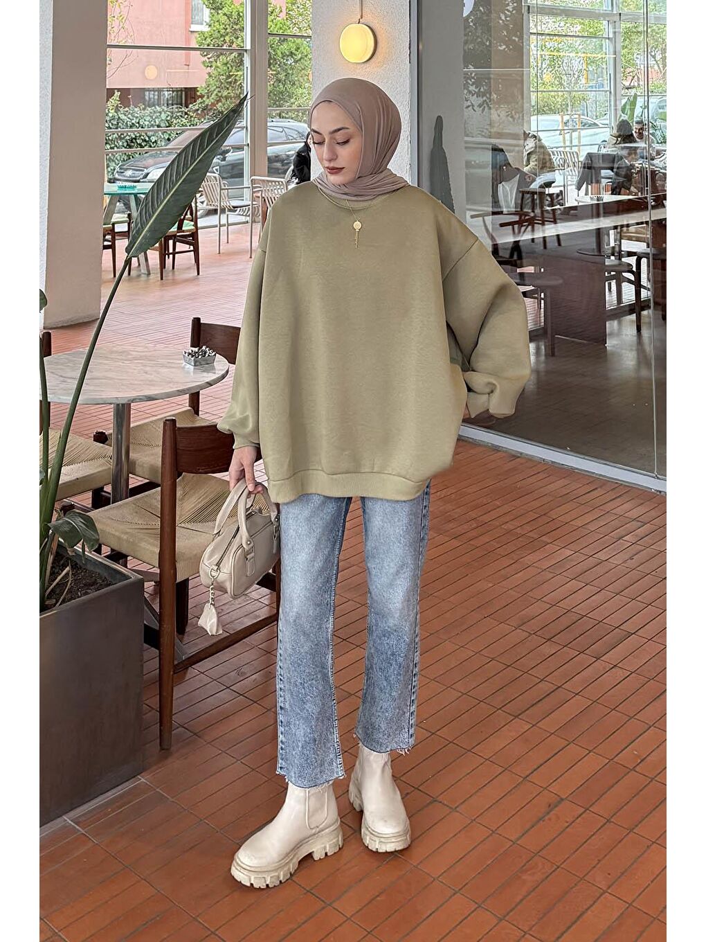 Oversize Sweatshirt Çağla Yeşili