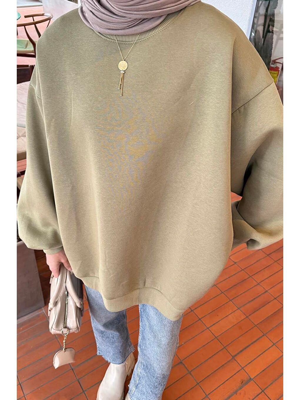 Oversize Sweatshirt Çağla Yeşili-2