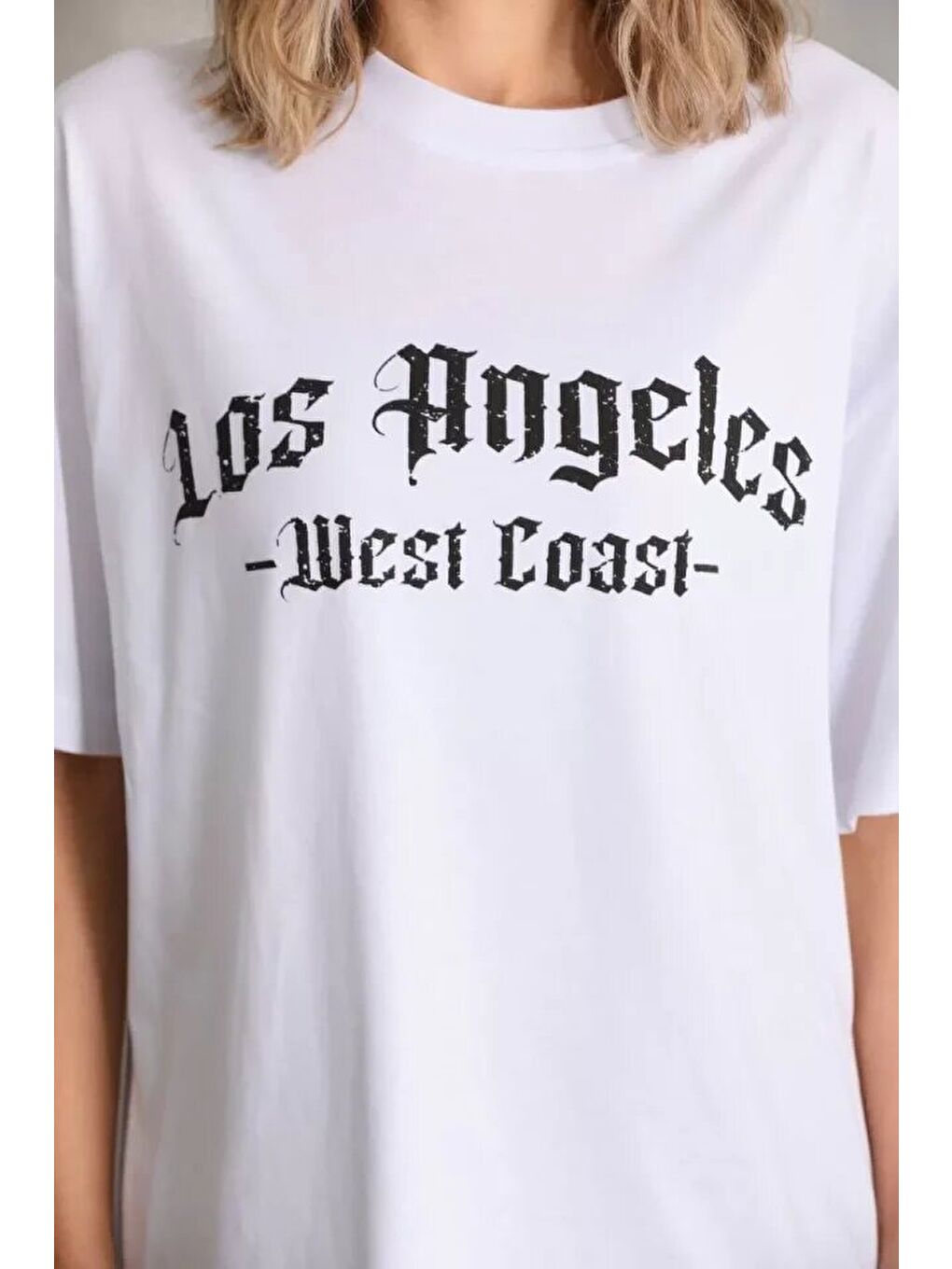 Unisex Baskılı Oversize T-Shirt - Beyaz-2