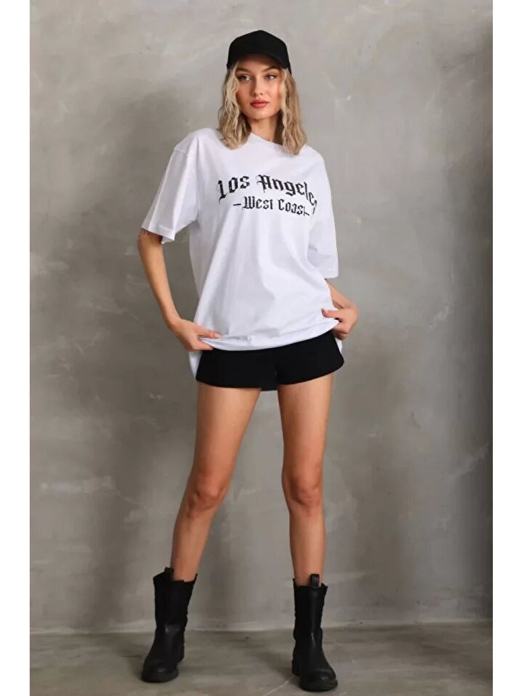 Unisex Baskılı Oversize T-Shirt - Beyaz-3