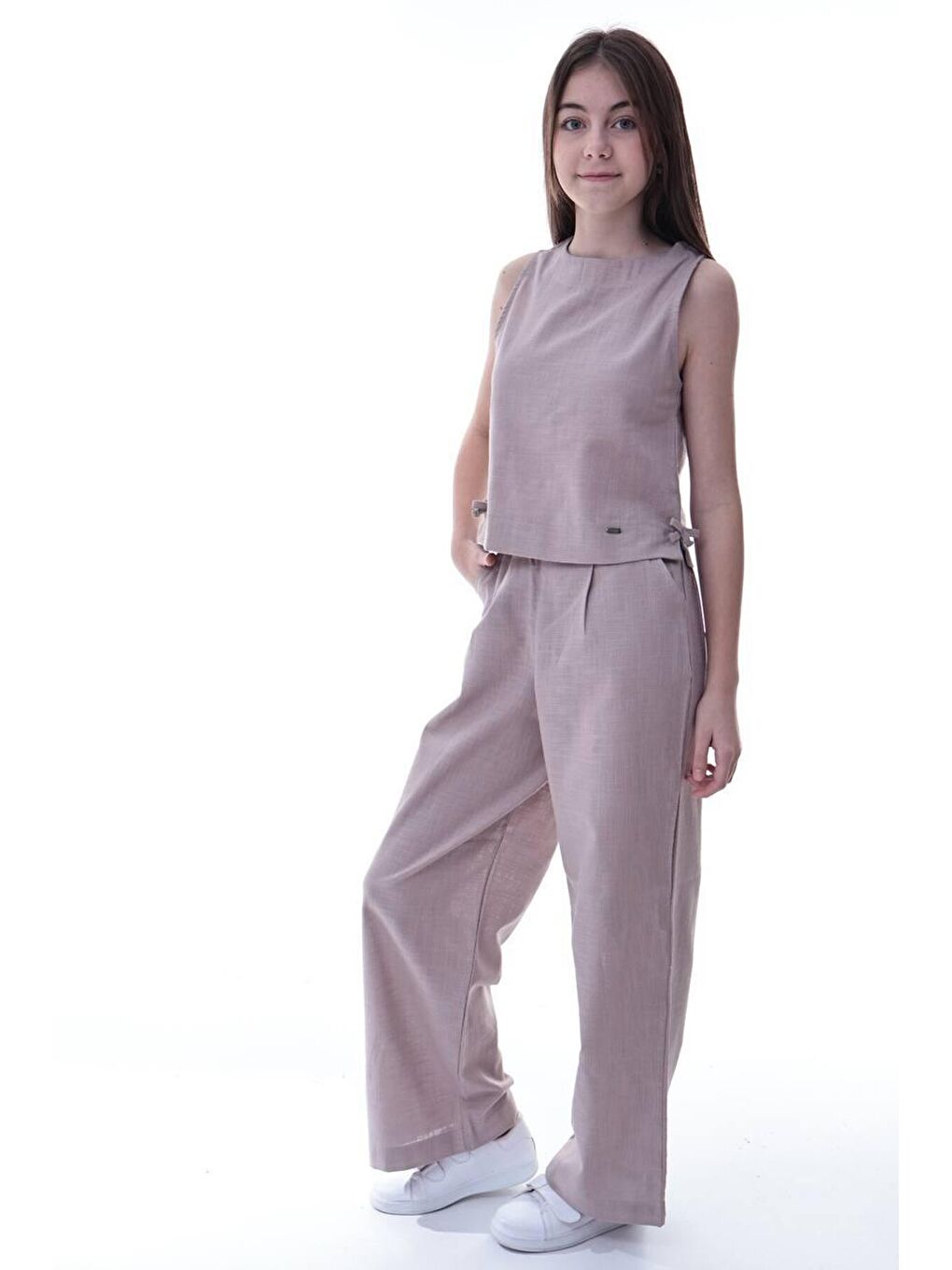 Bej Kız Çocuk İkili Takım Vizon-1