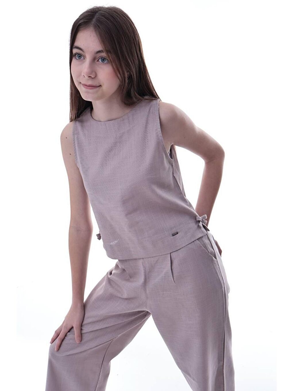 Bej Kız Çocuk İkili Takım Vizon-2