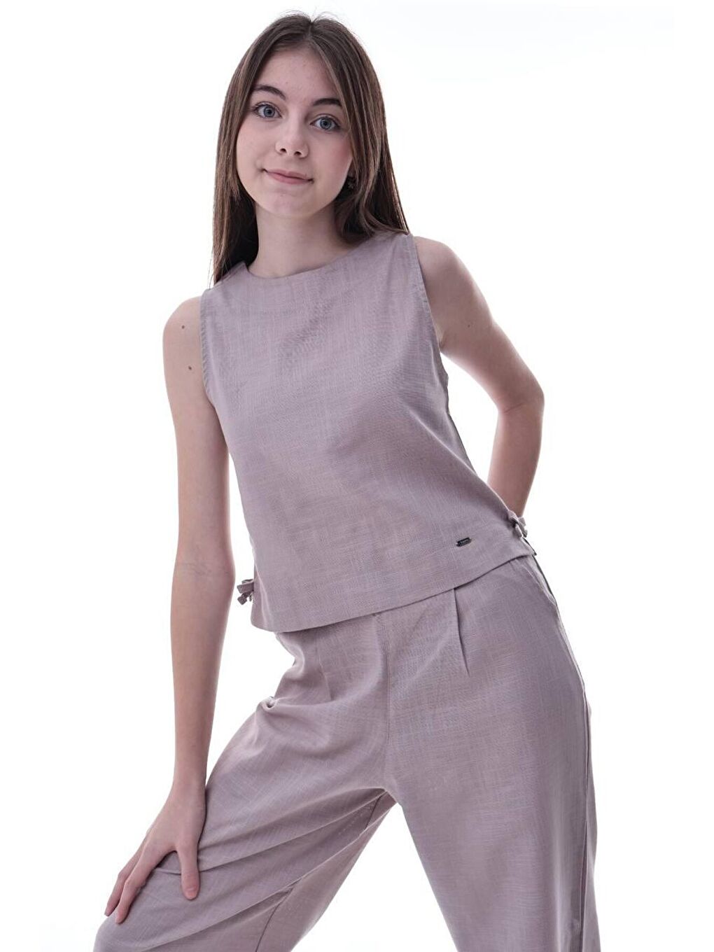 Bej Kız Çocuk İkili Takım Vizon-3