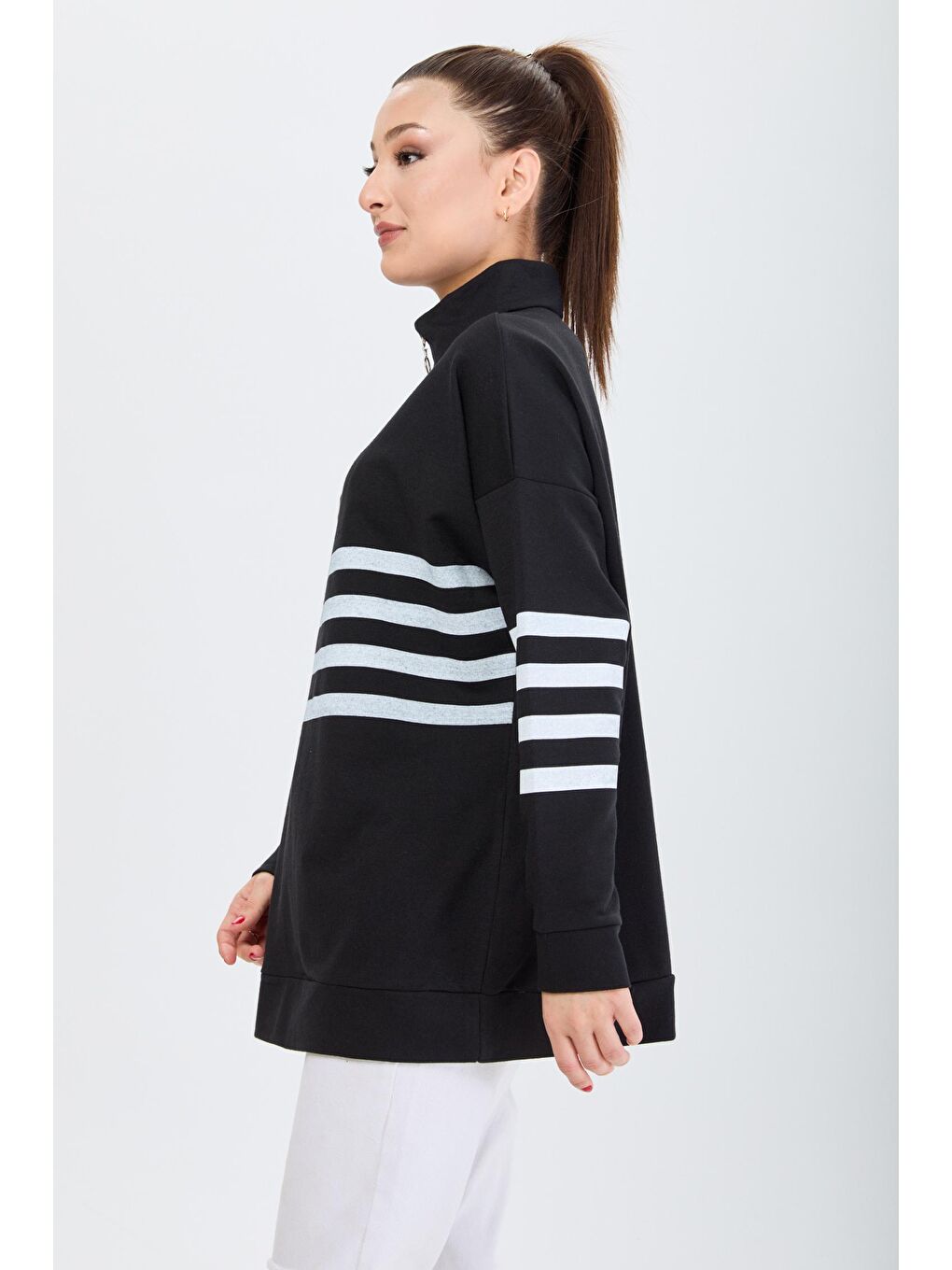 Hakim Yaka Kadın Siyah Sweat - 13101-2