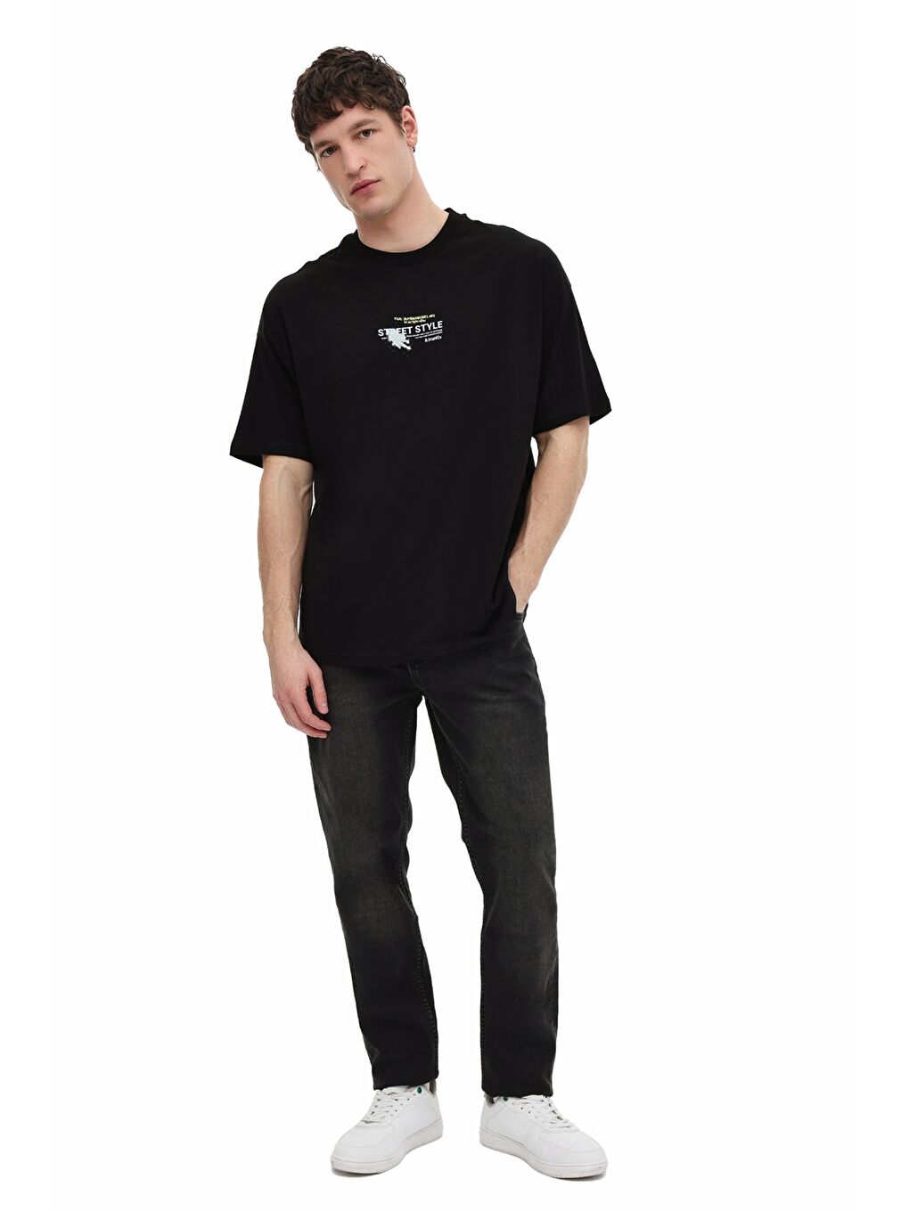 Siyah %100 Pamuk Erkek Kısa Kol Tişört-2