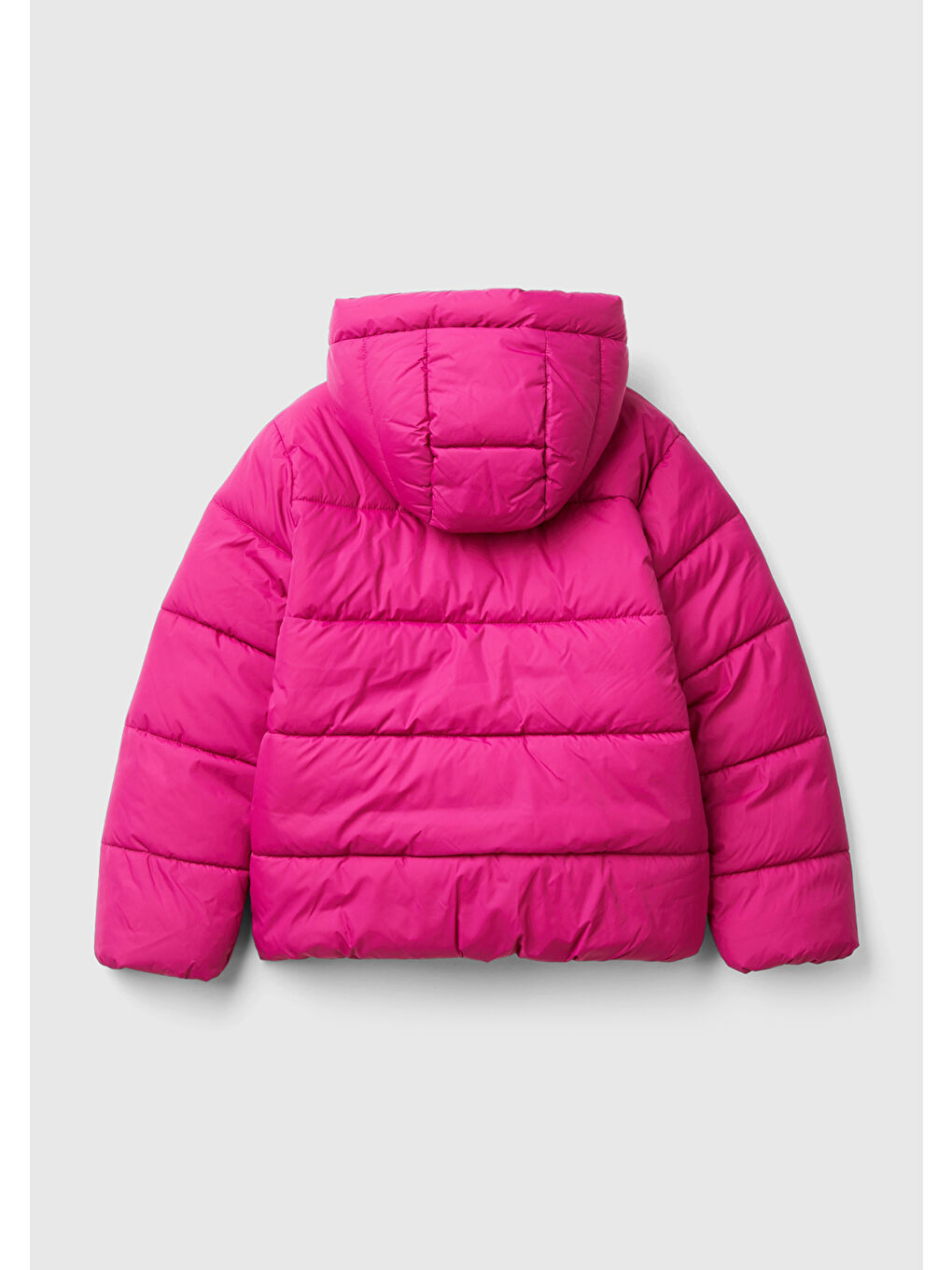 Kız Çocuk Pembe Sol Göğsü Logo İşlemeli Cepli Kapüşonlu Yüksek Yaka Mont-1