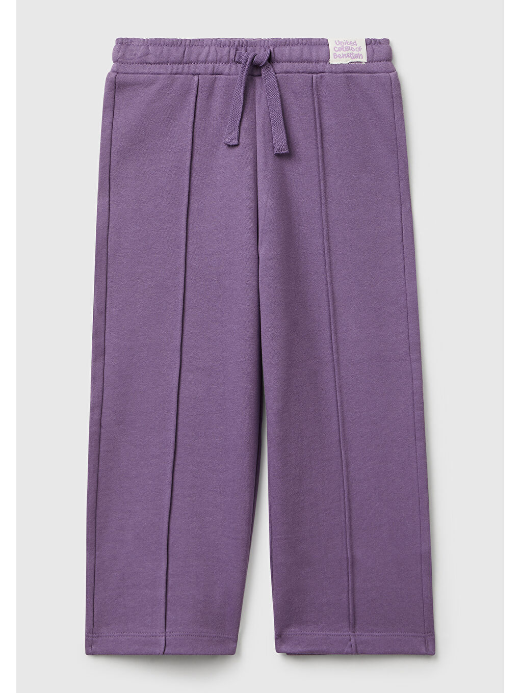 Kız Çocuk Mor Dikiş Detaylı Beli Büzgü İpli Bol Paça Eşofman Altı