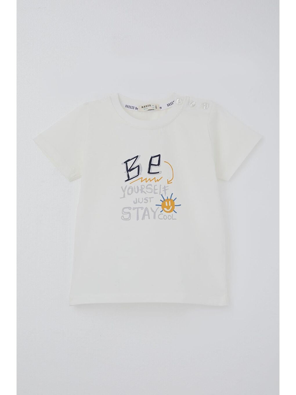 Erkek Bebek Şortlu Takım Motivasyon Temalı Bağcık Aksesuarlı Ekru (9 Ay-3 Yaş)-1