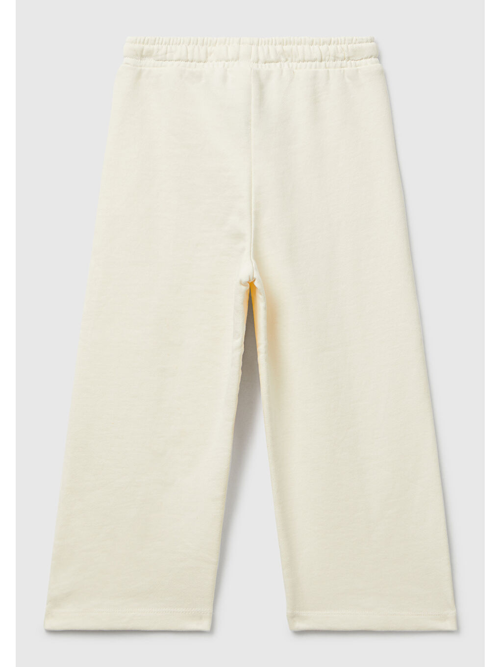 Kız Çocuk Ekru Dikiş Detaylı Beli Büzgü İpli Bol Paça Eşofman Altı-1