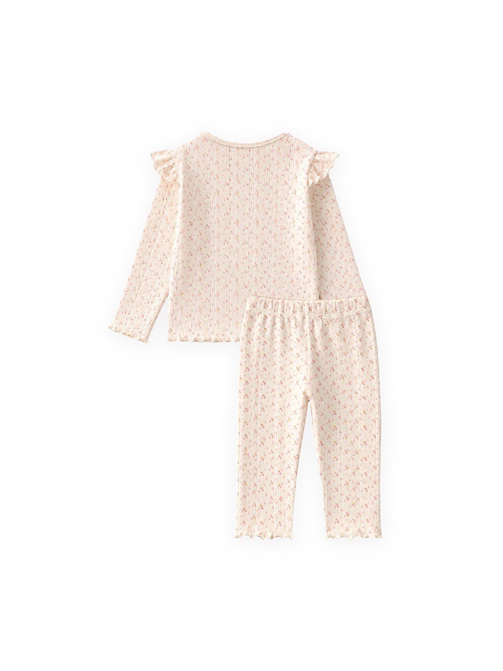 Bej Desenli Klimalı Pijama Takım 2-8 Yaş Kum-1