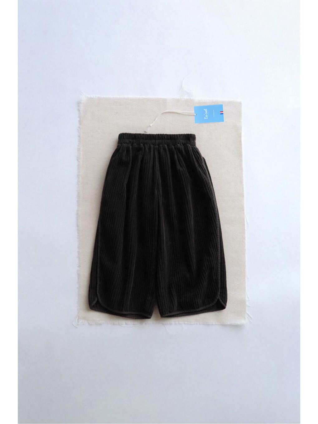 Siyah Unisex Kalın Düz Fitilli Pantolon