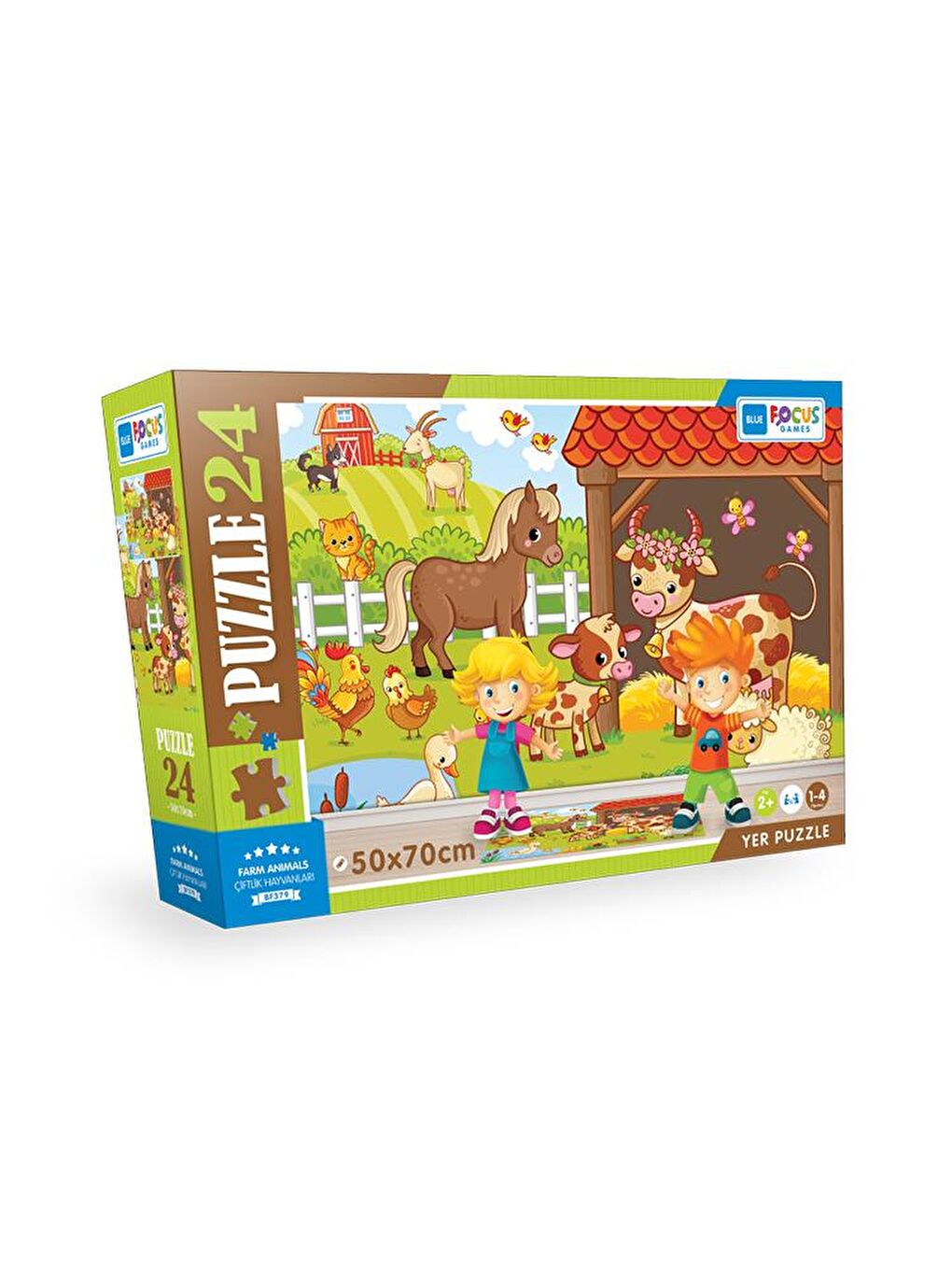 Blue Focus Karışık 24 Parça Yer Puzzle - Çiftlik Hayvanları (Farm Animals) - 1