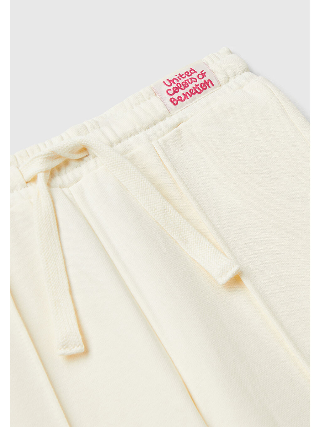 Kız Çocuk Ekru Dikiş Detaylı Beli Büzgü İpli Bol Paça Eşofman Altı-2