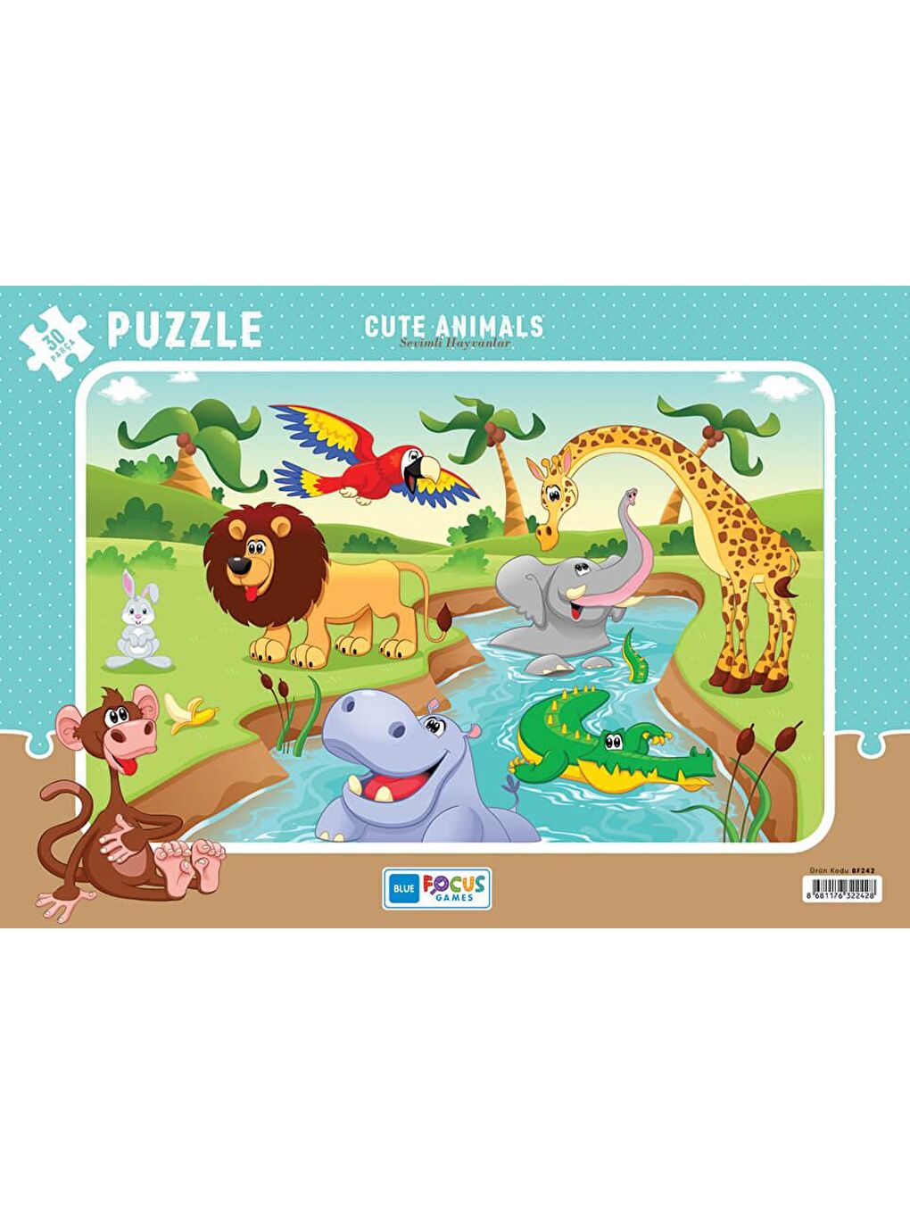 Blue Focus Karışık 30 Parça Puzzle - Sevimli Hayvanlar (Cute Animals) - 1