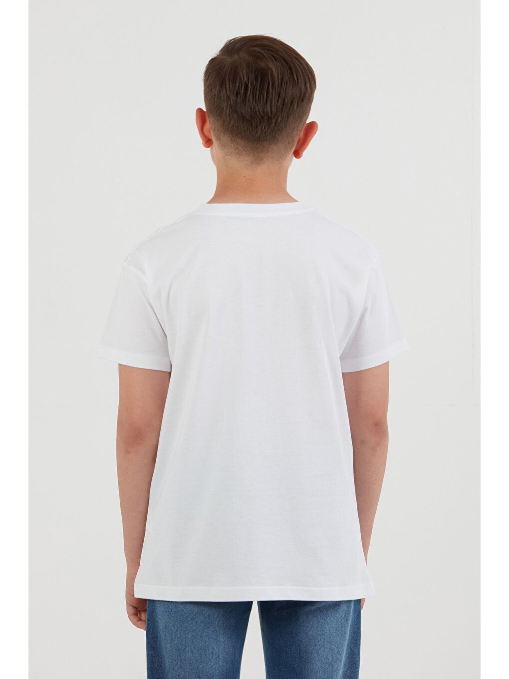 Beyaz %100 Pamuk Play With Sky Baskılı Erkek Çocuk Tişört-3