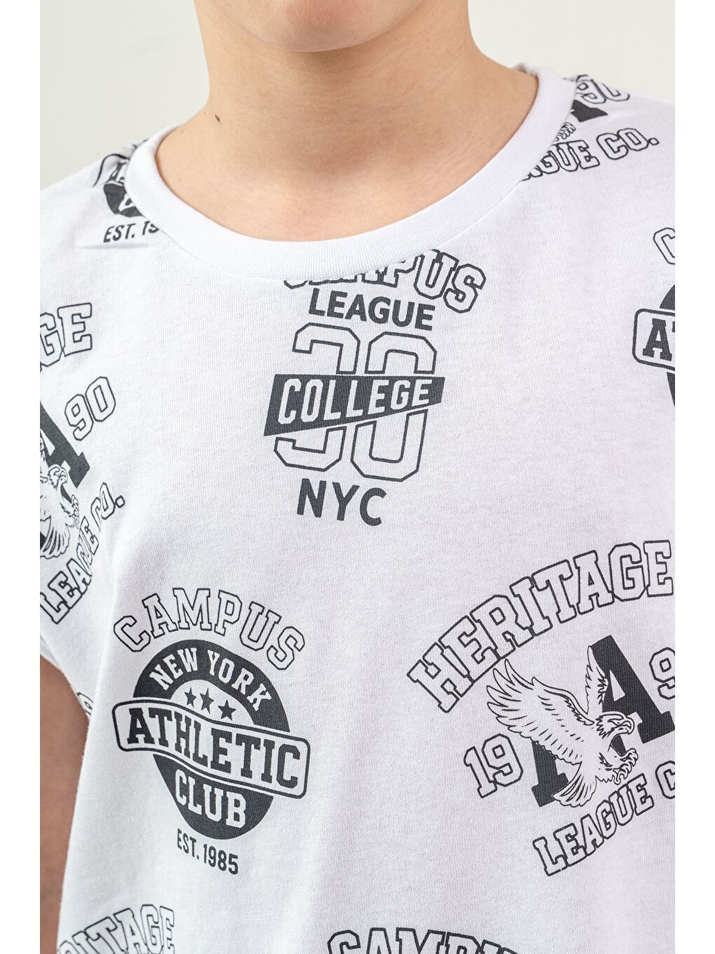 Antrasit Üst Atlet Tüm Alan Baskılı Alt Kapri Sol Bacak Baskılı Erkek Çocuk Şort - Atlet Takımı-5