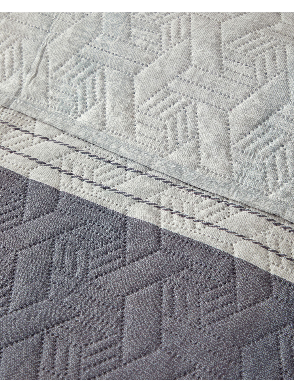 Line Art King Size Yatak Örtüsü Takımı Gri-2