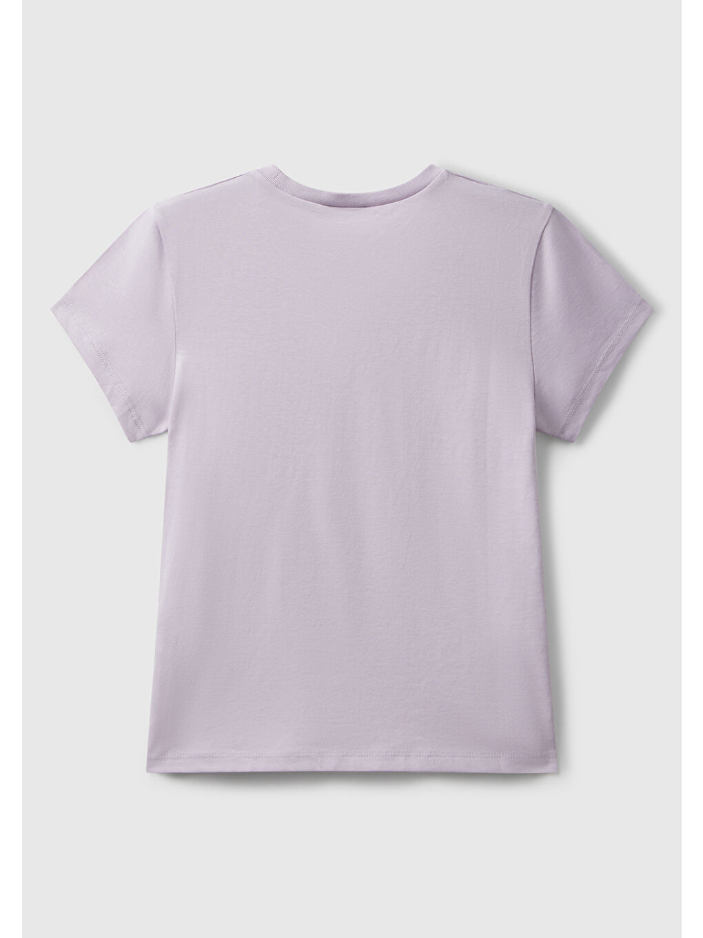 Kız Çocuk Lila Parıltılı Logo Baskılı Ribana Yaka Regular Fit T-shirt-1