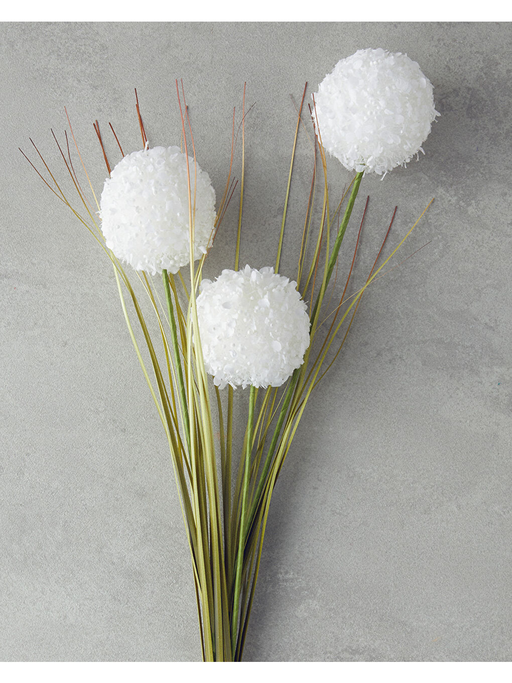 Grass Bush Tek Dal Yapay Çiçek Beyaz-1