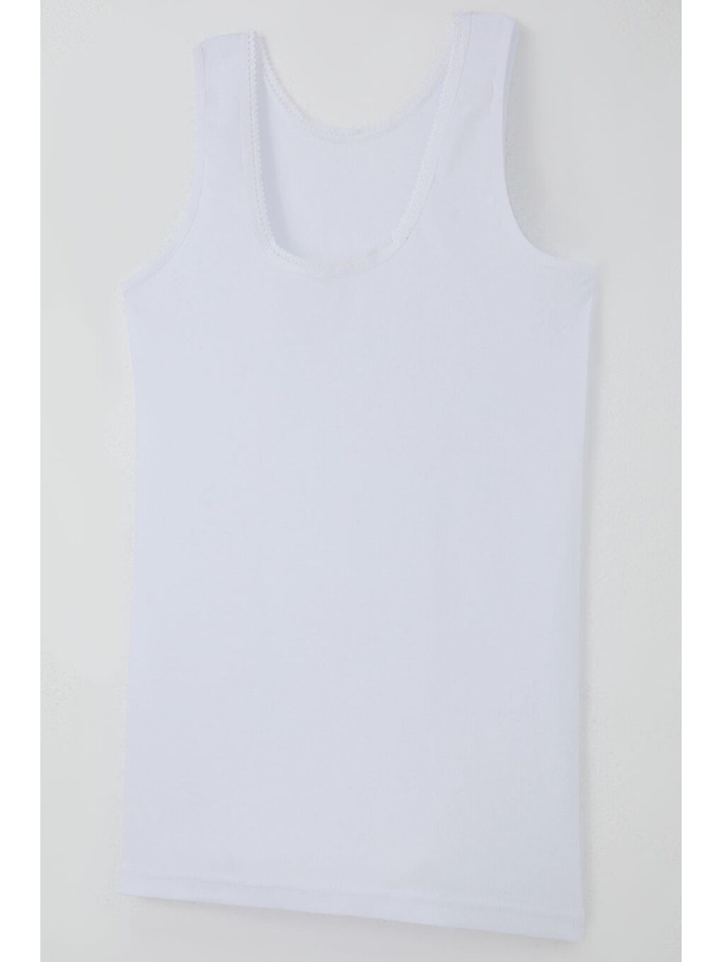 Kız Çocuk Kalın Askılı Atlet Zikzak Su Taşı Şerit Detaylı Beyaz (15 Yaş)-2