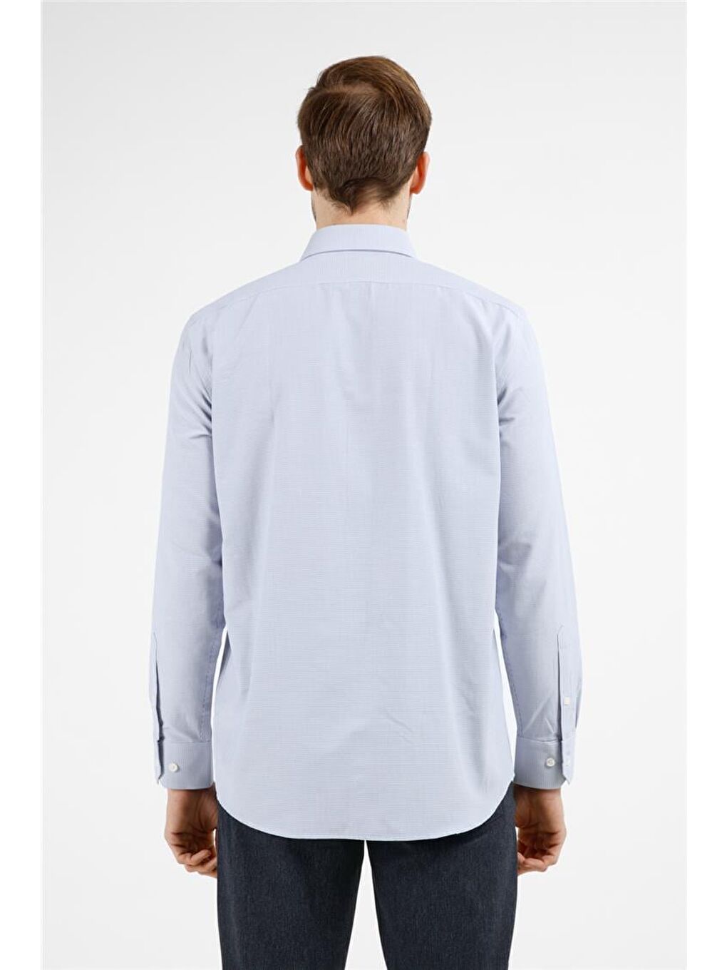 Lacivert Kareli Desen Sert Yaka Uzun Kol Cepli Comfort Fit Pamuklu Gömlek 1004255221-2