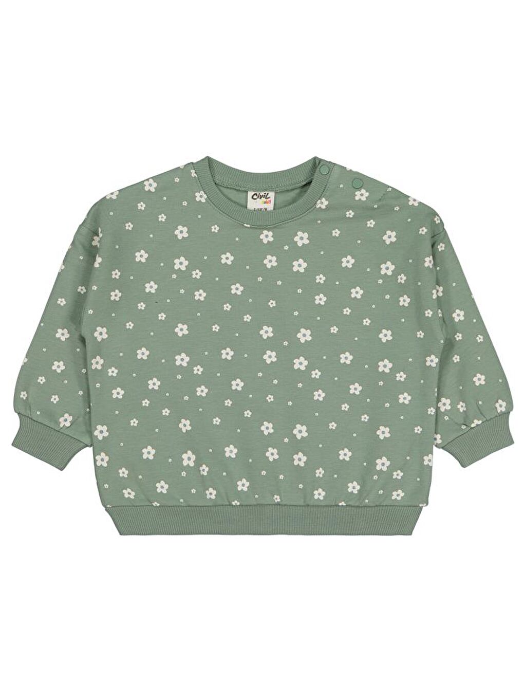 Yeşil Baby Mini Papatya Empirme 6-18 Ay Sweatshirt-1