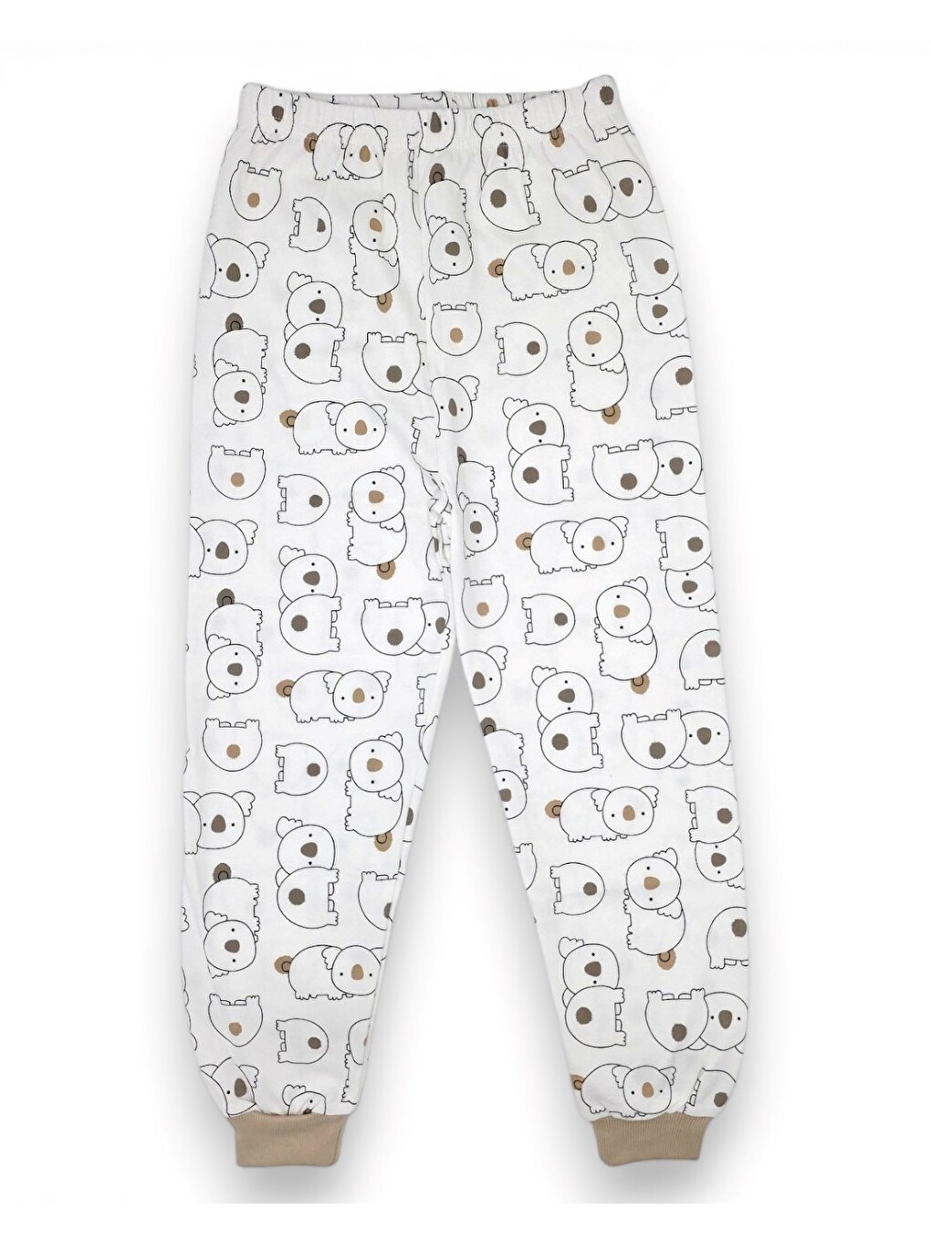 Ekru Erkek Çocuk 6-9 Yaş Koala Baskılı Bisiklet Yakalı Mevsimlik %100 Pamuk Gecelik Pijama Takımı-6