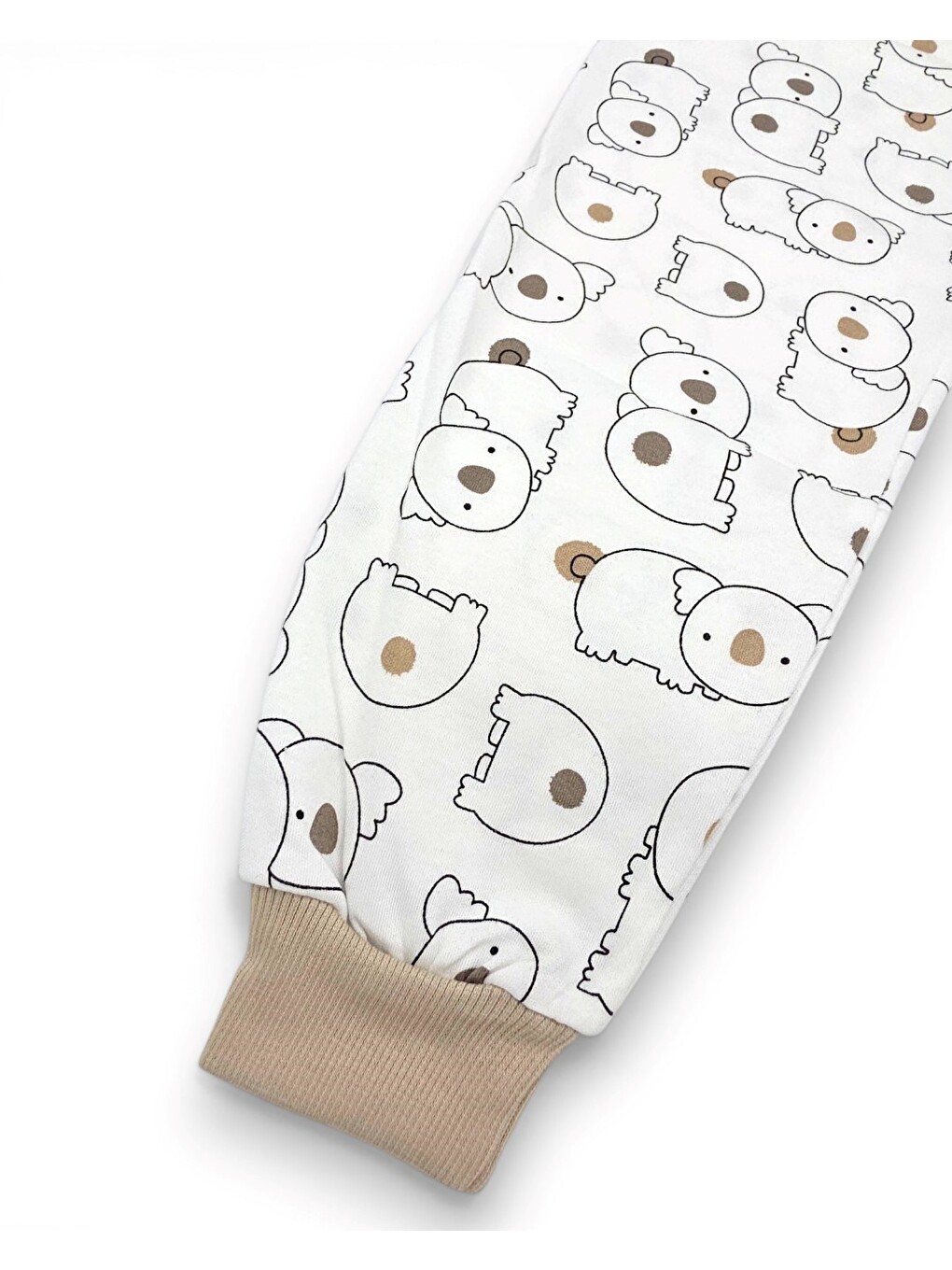 Ekru Erkek Çocuk 6-9 Yaş Koala Baskılı Bisiklet Yakalı Mevsimlik %100 Pamuk Gecelik Pijama Takımı-7