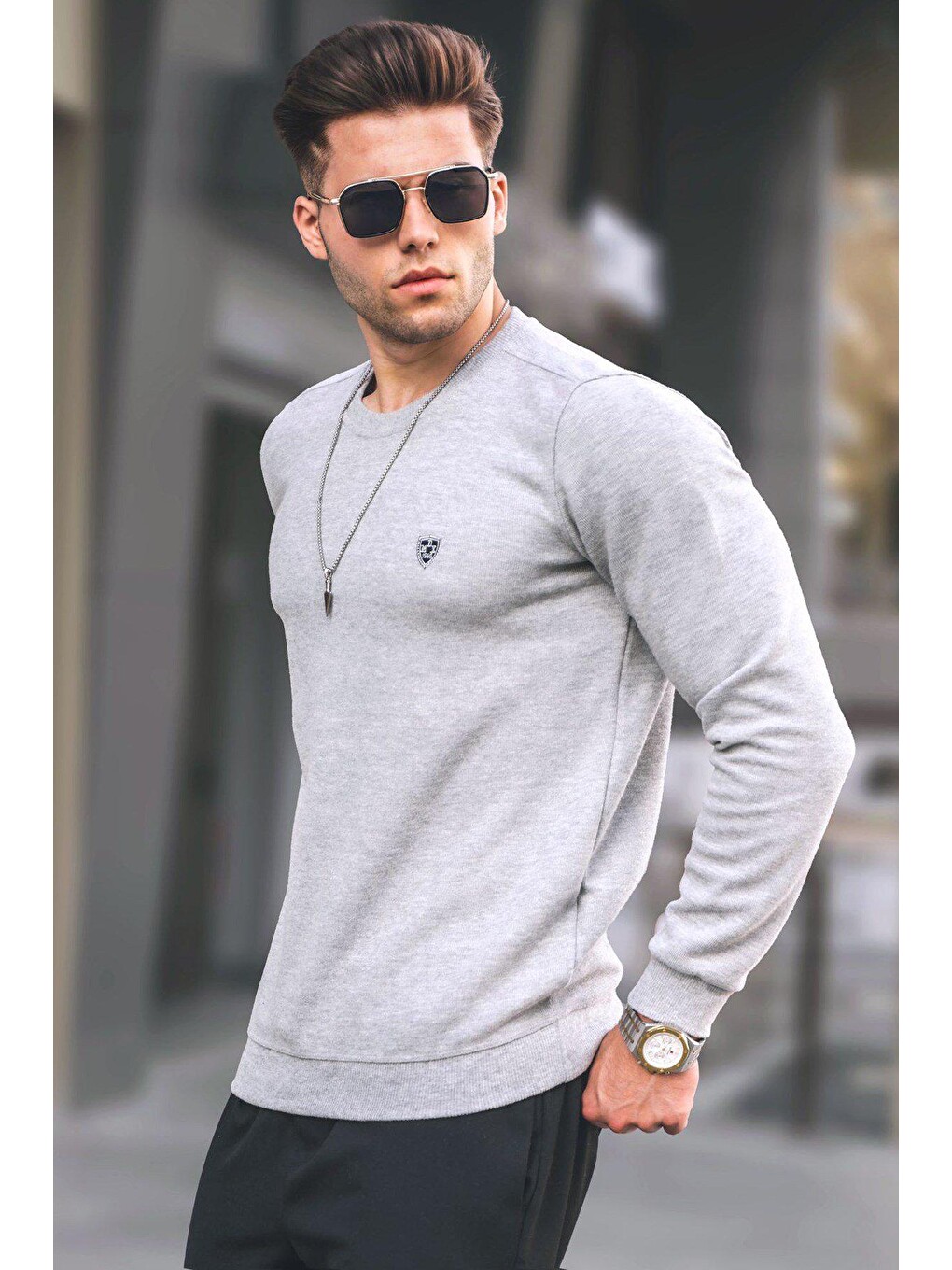 Grimelanj Bisiklet Yaka Regular Fit Basic Sweatshirt 5799