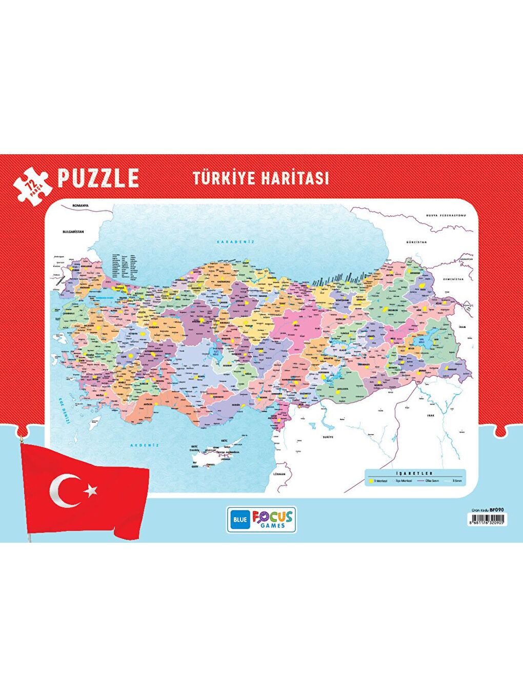 Blue Focus 72 Parça Türkiye Haritası Frame Puzzle