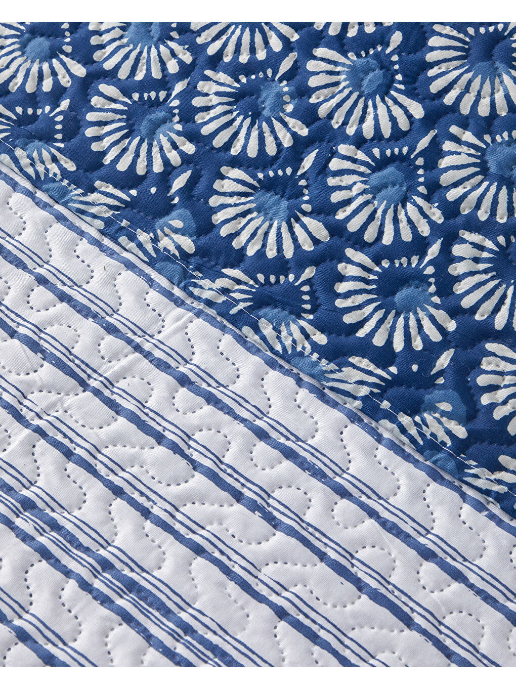 Aquatic Flowers King Size Çok Amaçlı Örtü 240x220 cm Lacivert-3