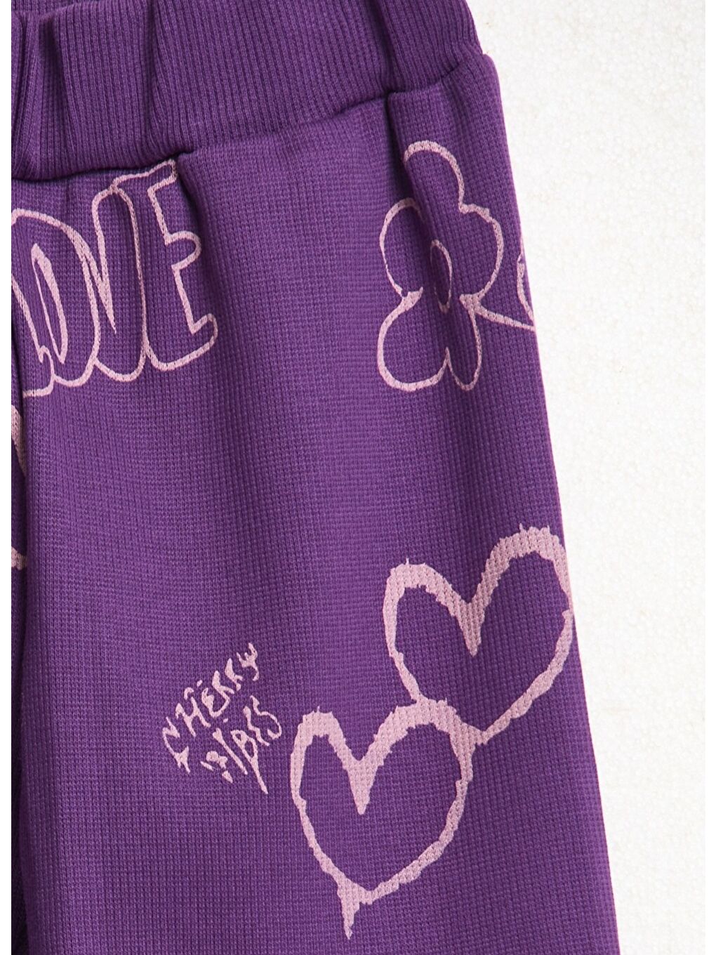 Karışık 5'li paket Kalp baskılı bebek eşofman altı fitilli pantolon-4