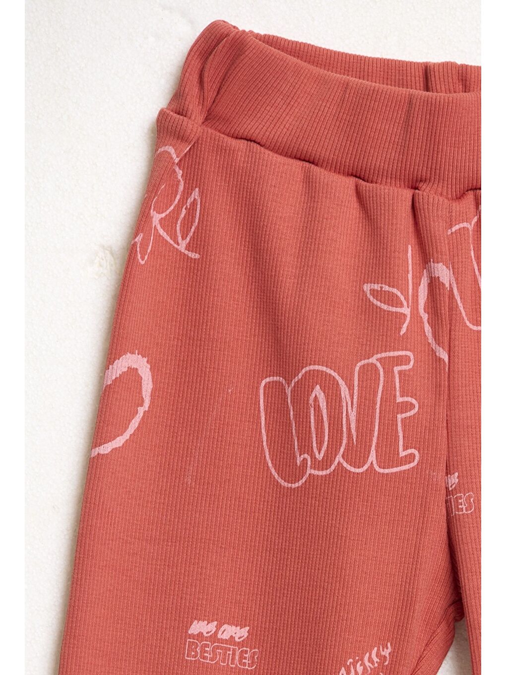 Karışık 5'li paket Kalp baskılı bebek eşofman altı fitilli pantolon-6