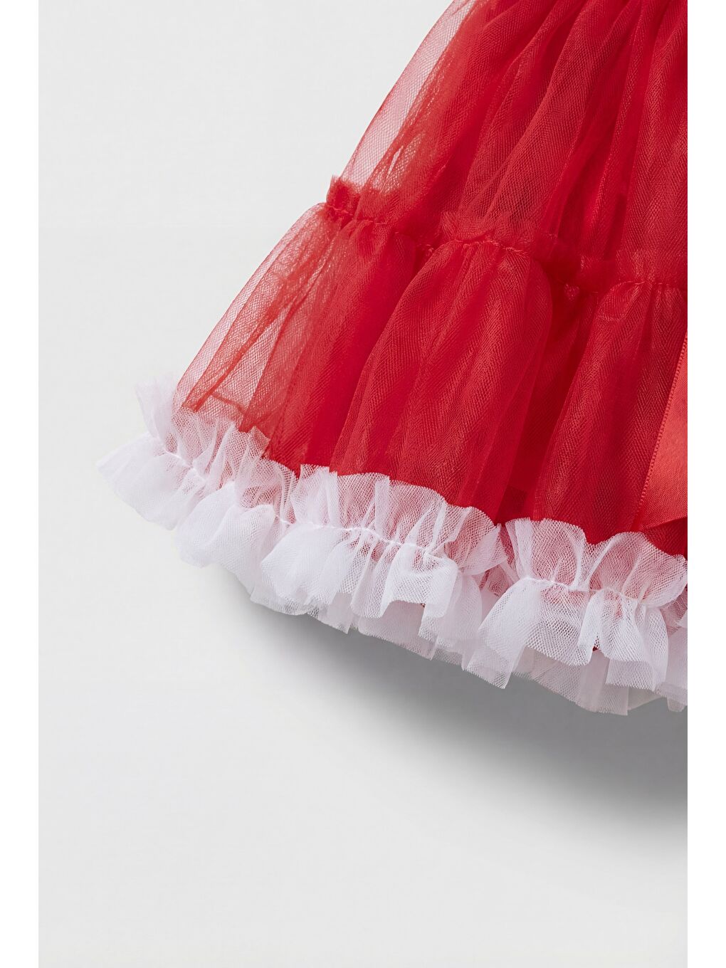 Kız Çocuk Karnaval Kırmızı Tül Etek - Fiyonk Detaylı Kat Kat-2