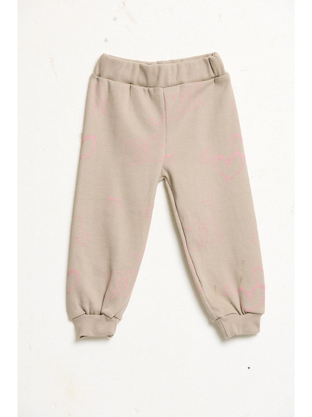 Karışık 5'li paket Kalp baskılı bebek eşofman altı fitilli pantolon-8