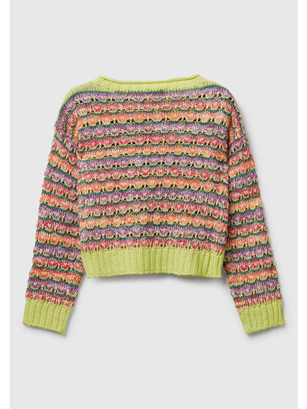 Kız Çocuk Çok Renkli %100 Akrilik Karışık Dikişli Crop Kazak-1