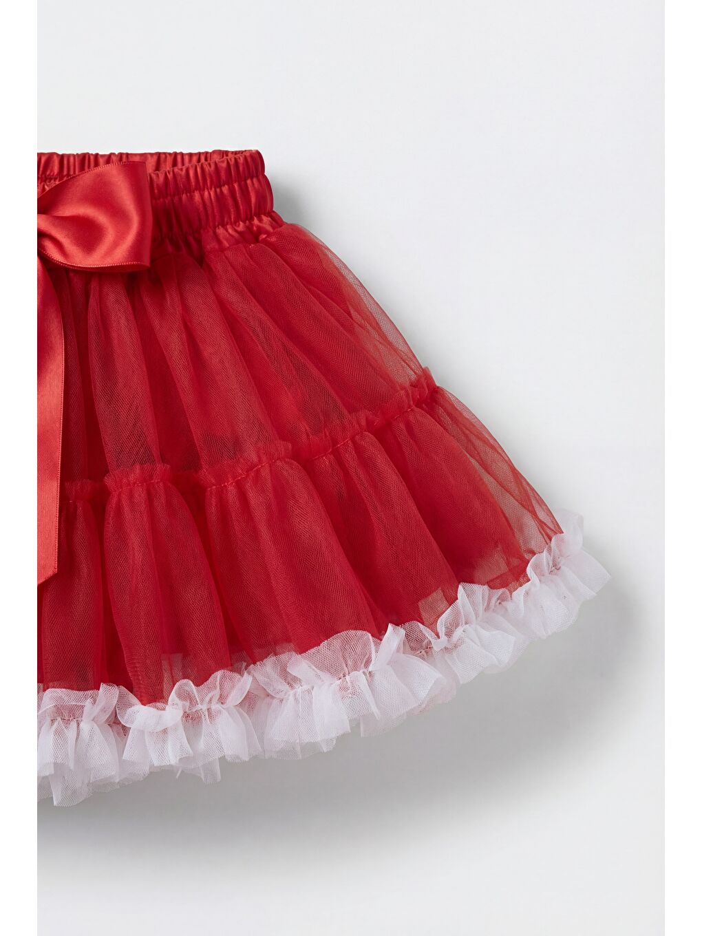 Kız Çocuk Karnaval Kırmızı Tül Etek - Fiyonk Detaylı Kat Kat-3