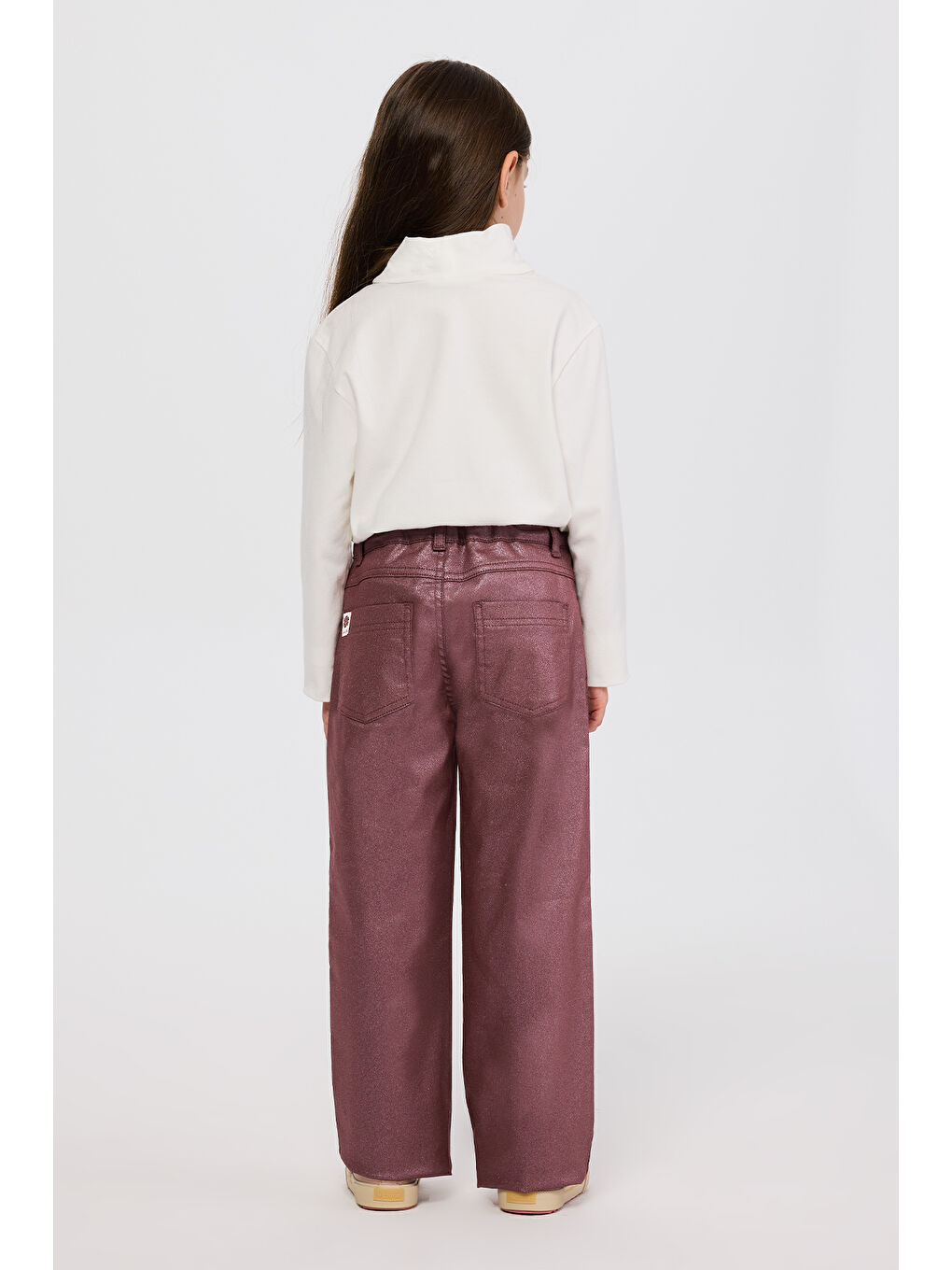 Kız Çocuk Simli Bordo Pantolon-2