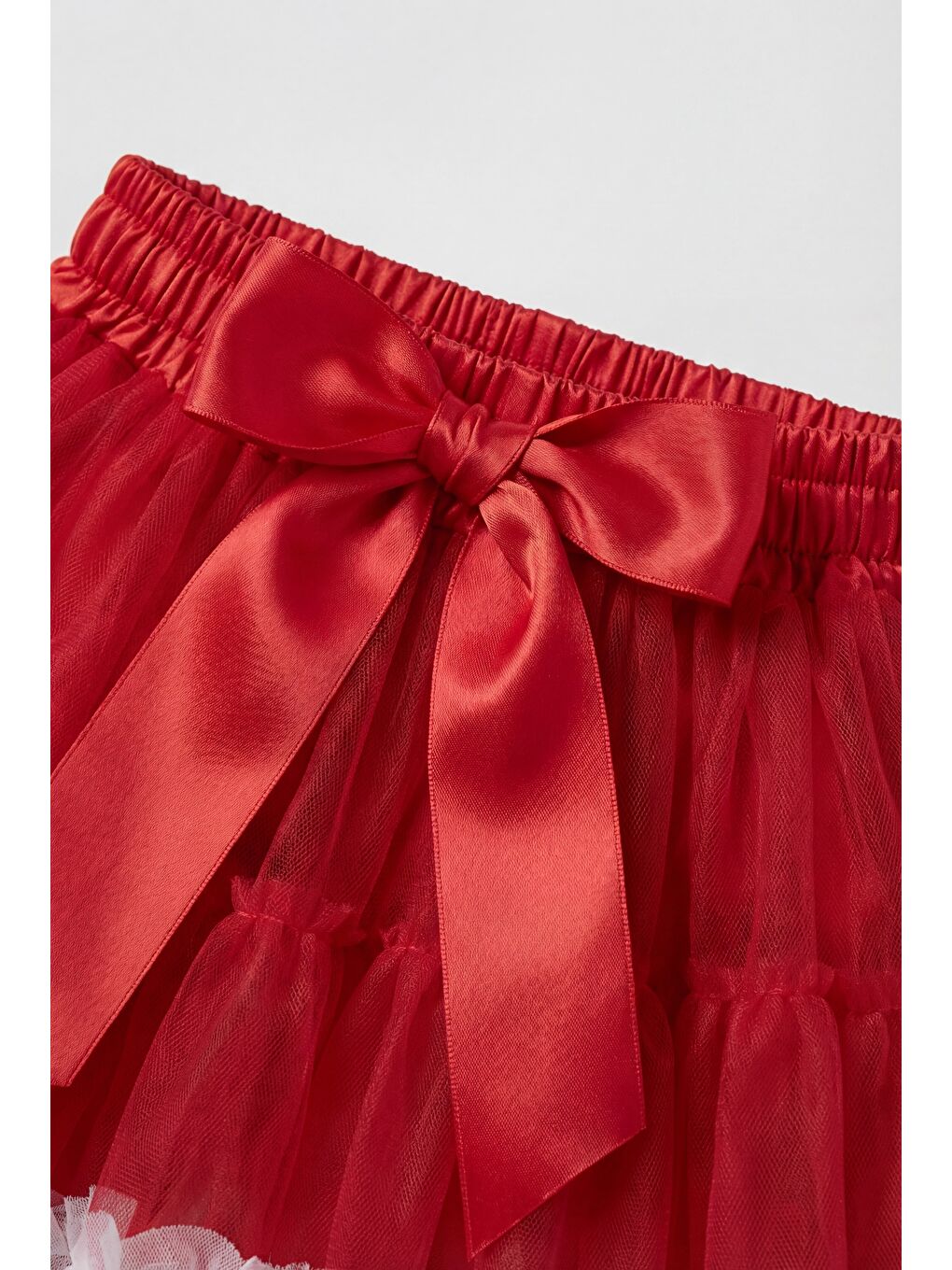 Kız Çocuk Karnaval Kırmızı Tül Etek - Fiyonk Detaylı Kat Kat-4