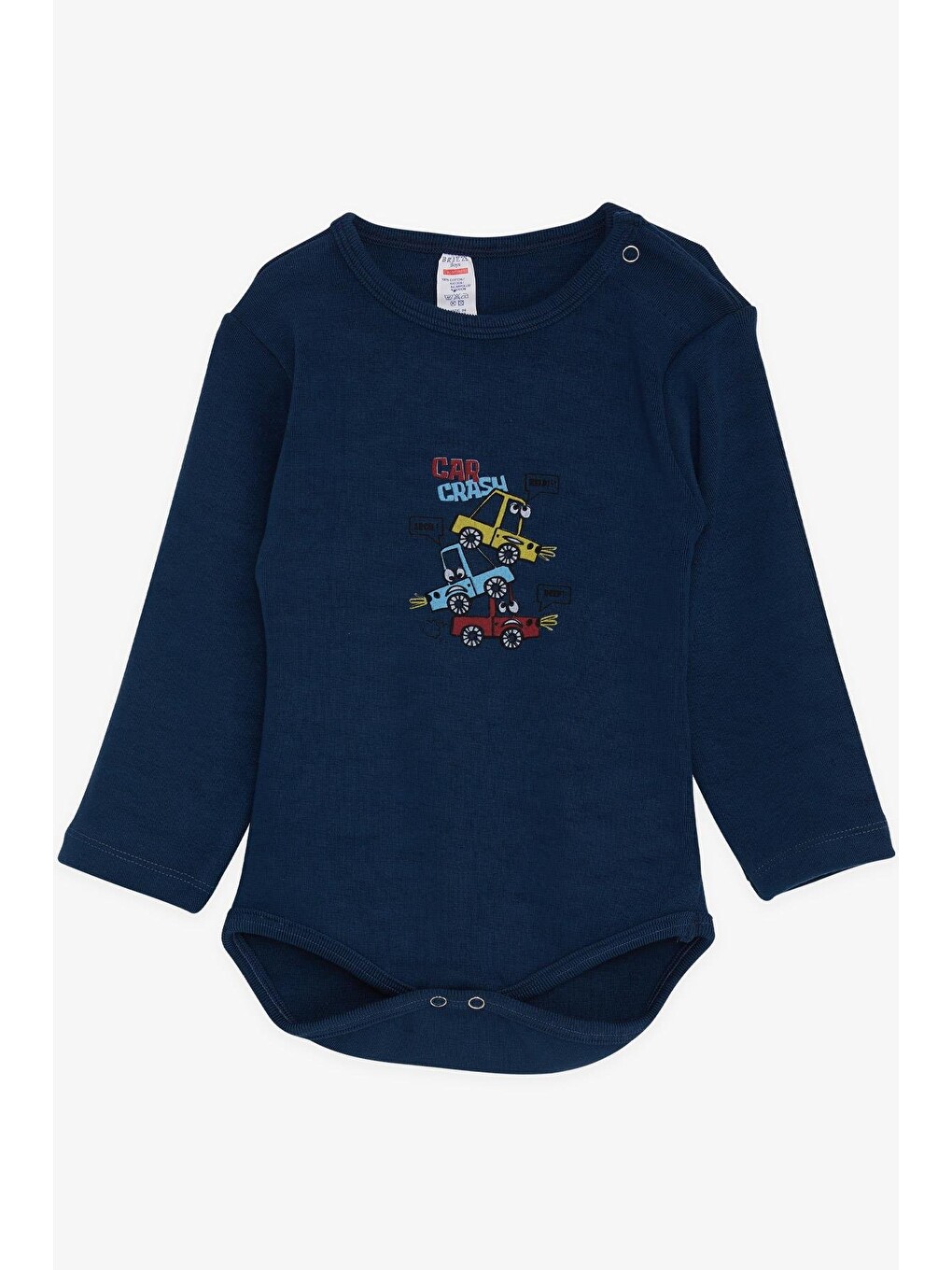 Erkek Bebek Çıtçıtlı Body Araba Baskılı Lacivert (2 Yaş)