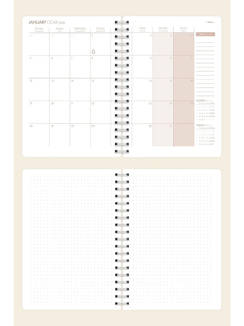 2026 Haftalık Ajanda Spiralli A5 12 Aylık Lucky-7
