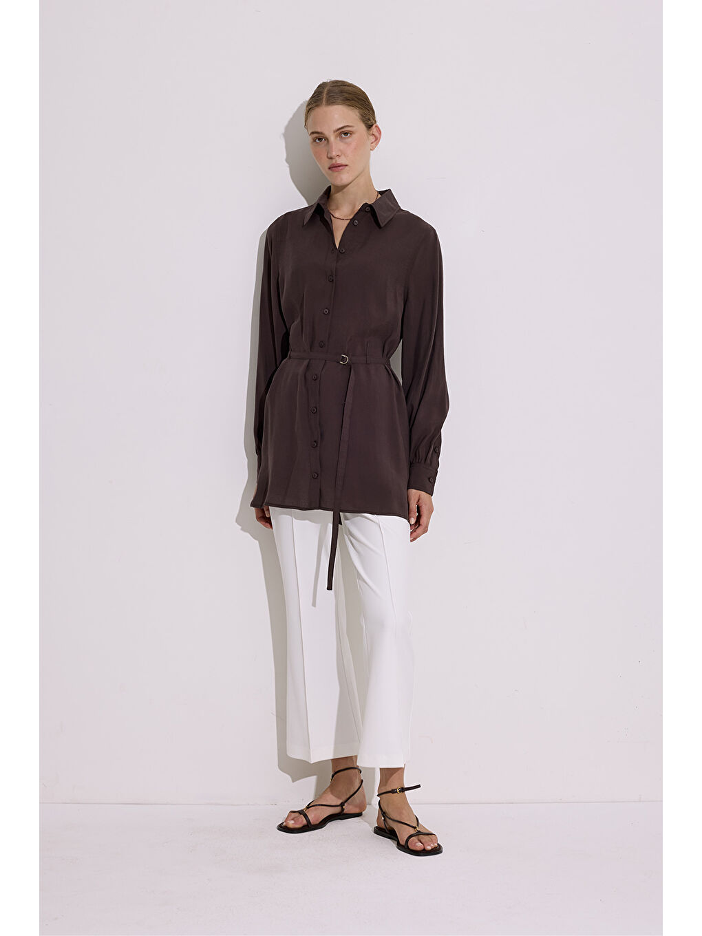 Kahverengi Modal Kemerli Gömlek Acı Kahve-3