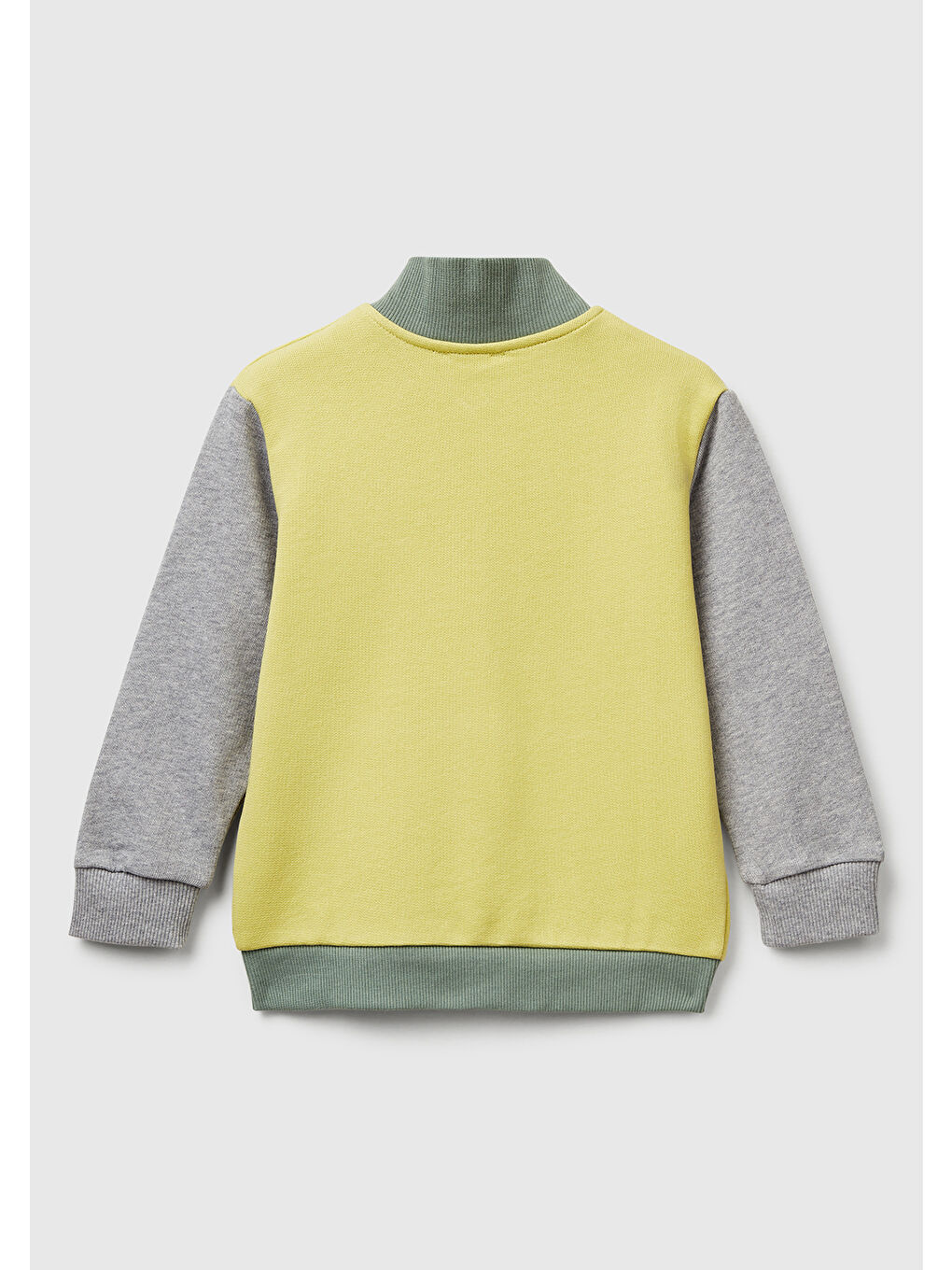 Erkek Çocuk Sarı-Gri Logo Detaylı Önü Fermuarlı Ribana Detaylı Sweatshirt-1