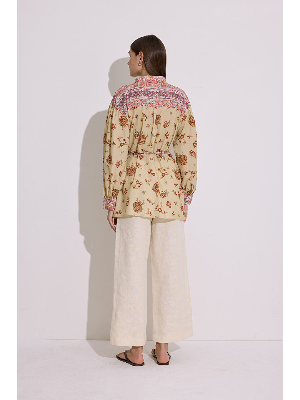 Sarı Desenli Pamuklu Gömlek Moly-6