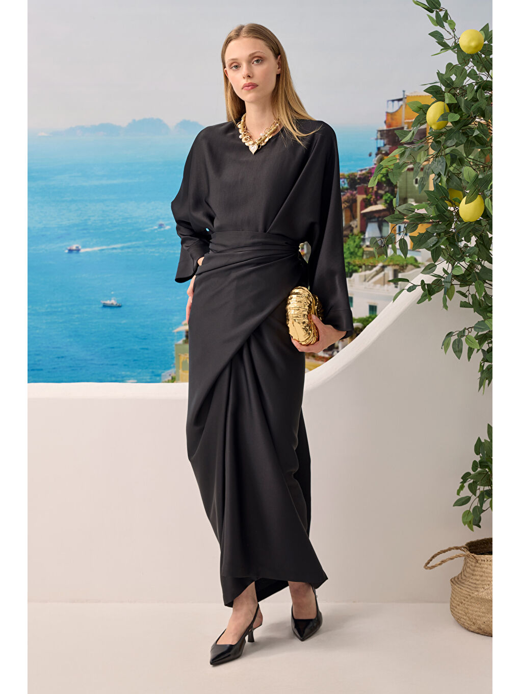 İki Parçalı Basic Elbise Siyah-1