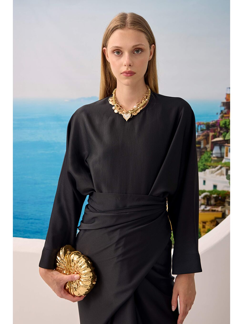 İki Parçalı Basic Elbise Siyah-3