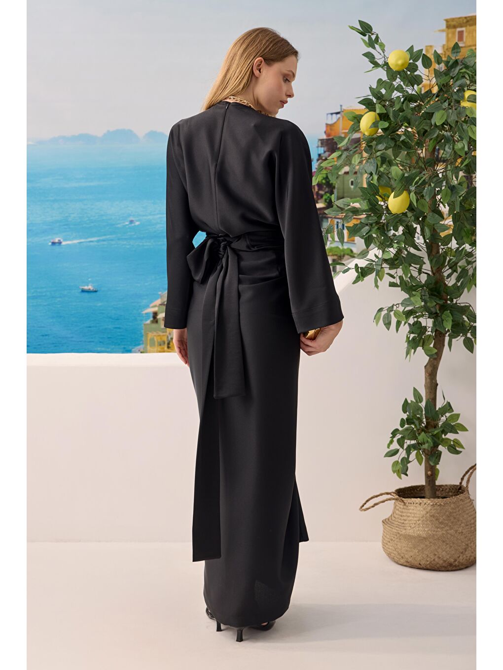 İki Parçalı Basic Elbise Siyah-4
