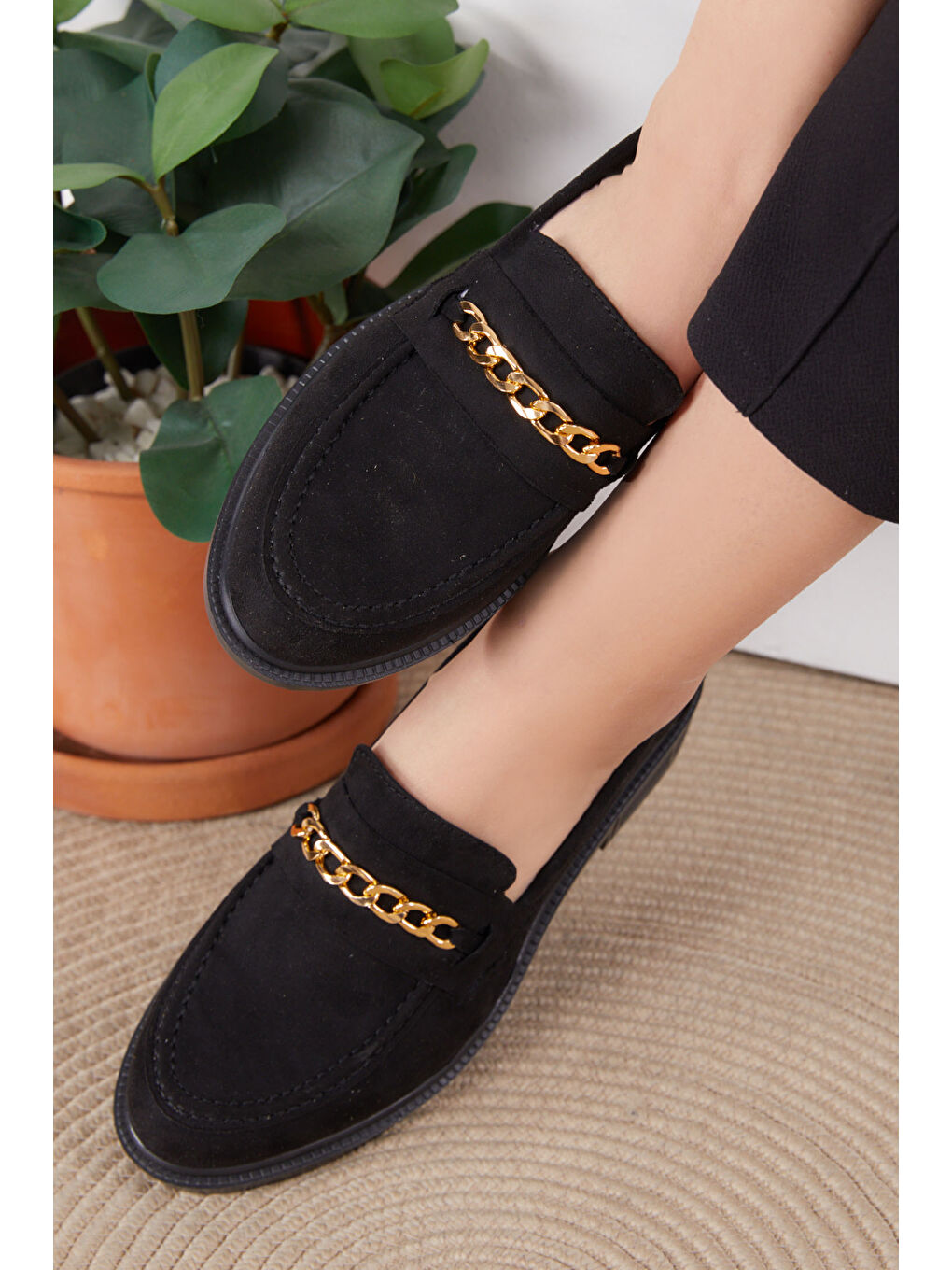 Kadın Siyah Süet Rugan Ayakkabı - 26484-1